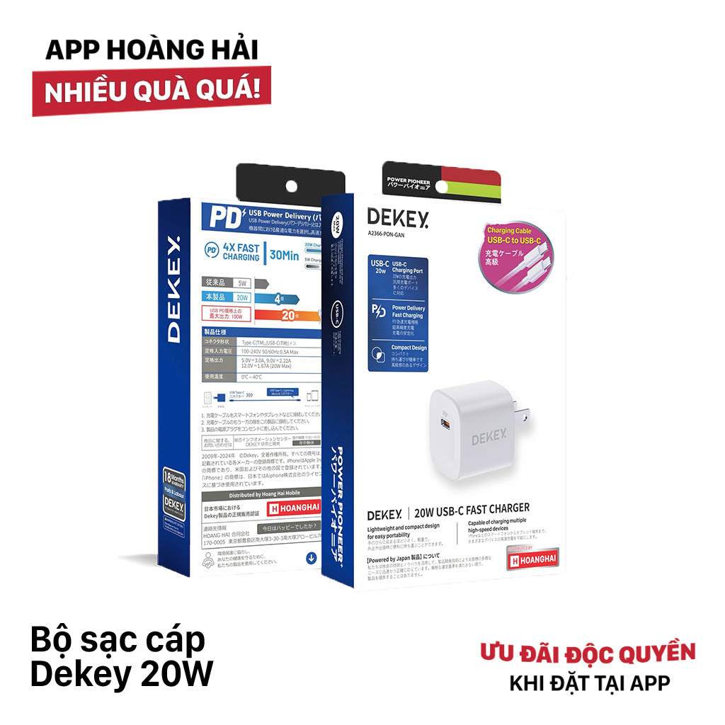 Bộ sạc cáp Dekey 20W