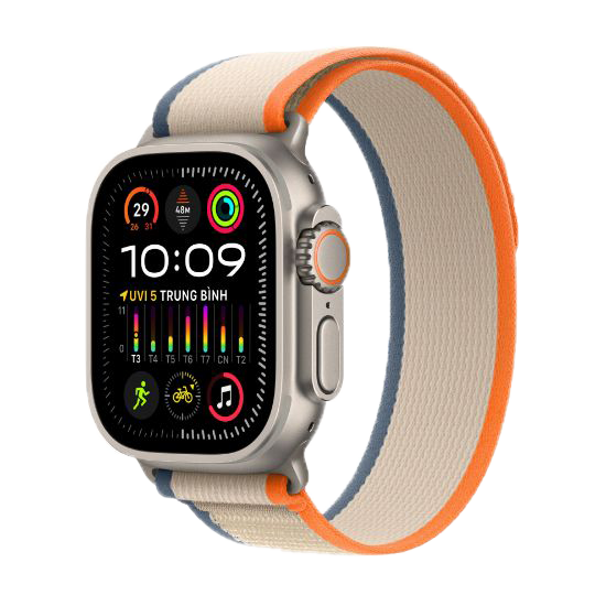 Apple Watch Ultra 2 2023 49mm 4G+GPS 98% fullbox Vỏ titan màu cam/Dây vải màu be