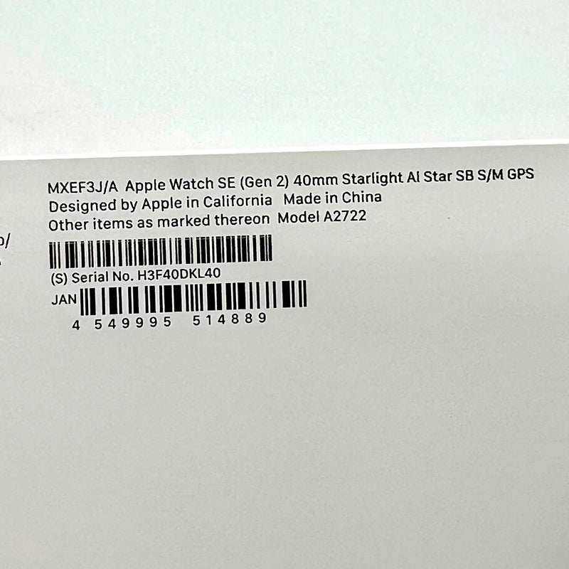 Apple Watch SE2 40MM GPS Starlight Aluminum Case/Starlight Sport Band 100% Nguyên hộp