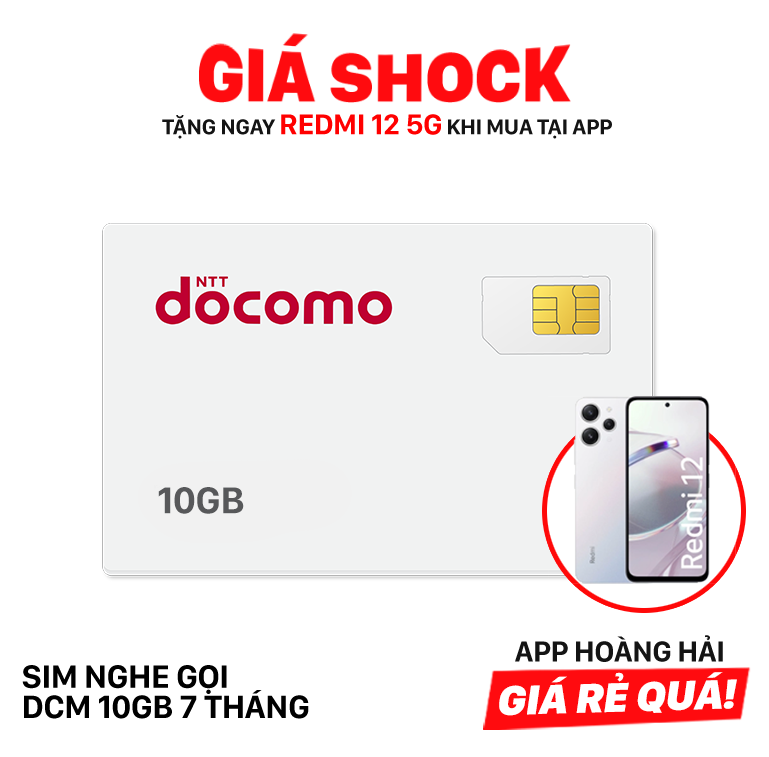 Sim nghe gọi Docomo 10GB I 7 Tháng (03/2025)