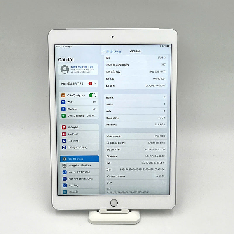 iPad Gen 7 10.2inch Bạc 32GB 4G+Wifi 98% pin từ 90%
