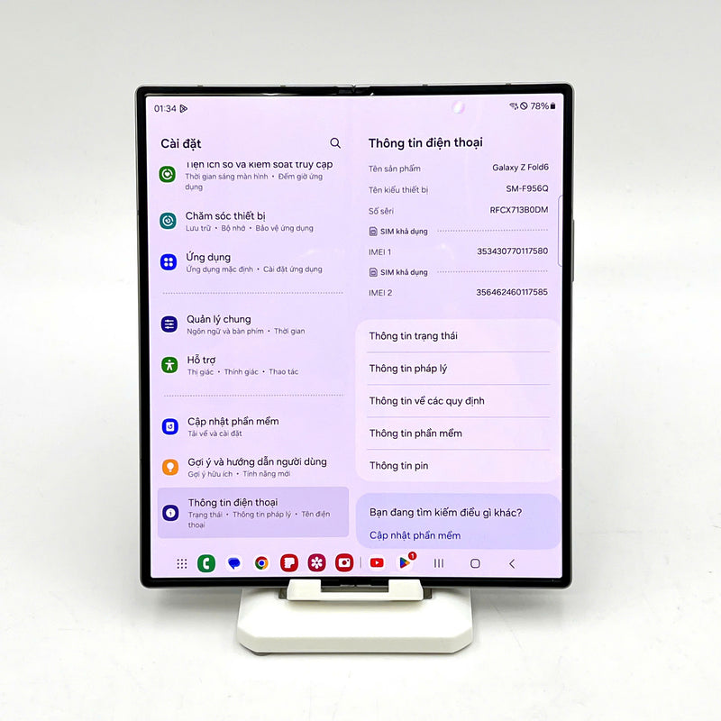 Samsung Galaxy Z Fold6 5G Bạc 12GB/256Gb 98% ( Máy sứt viền)