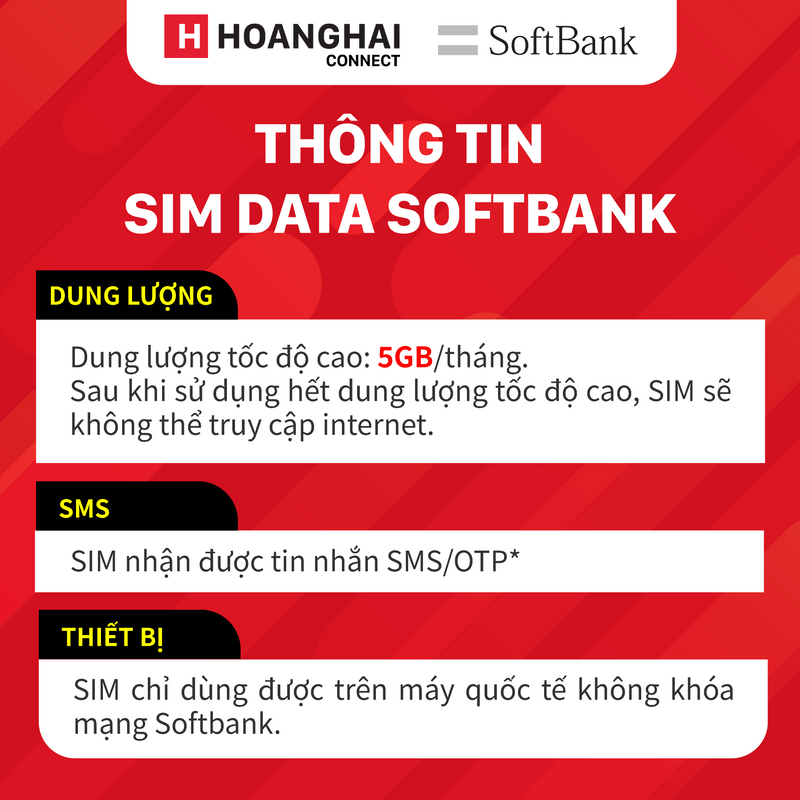 Sim data Softbank 5GB - Bán Đứt - Tặng tai nghe không dây HP