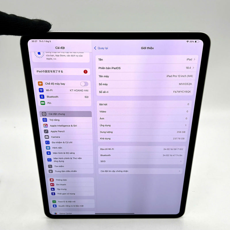 iPad Pro 2024 M4 13in 256GB Bạc Wifi 98% pin 95%