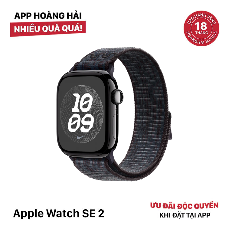 Apple watch SE2 44mm GPS Midnight Aluminum Case / Black Blue Nike Sport Loop 98% pin 100%