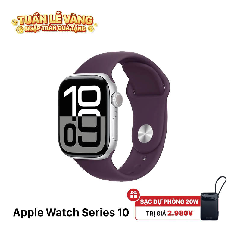 Apple Watch Series 10 42mm GPS Nguyên Hộp Silver Aluminium Case / Purple Sport Band