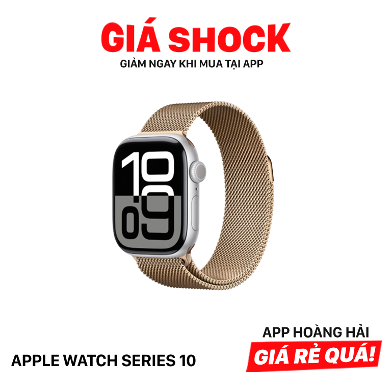 Apple Watch Series 10 46mm 5G + GPS Nguyên Hộp Vỏ nhôm màu Bạc/ Dây Quấn Milan màu Vàng