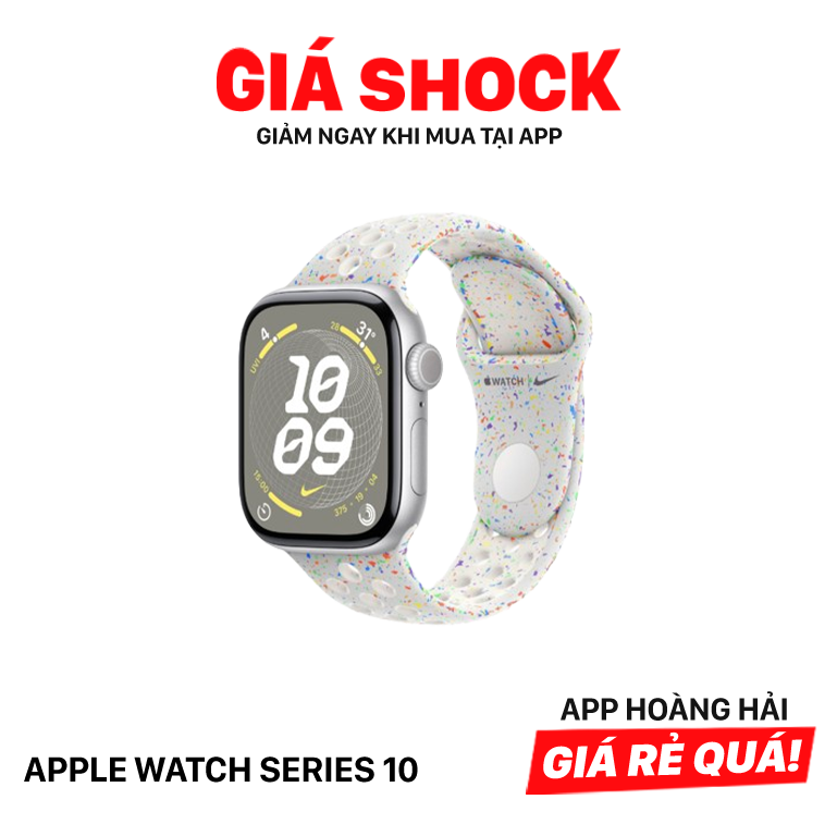 Apple Watch Series 10 42mm 5G + GPS Nguyên Hộp Vỏ nhôm màu Bạc/ Dây Đeo Thể Thao Nike màu Bạch Kim