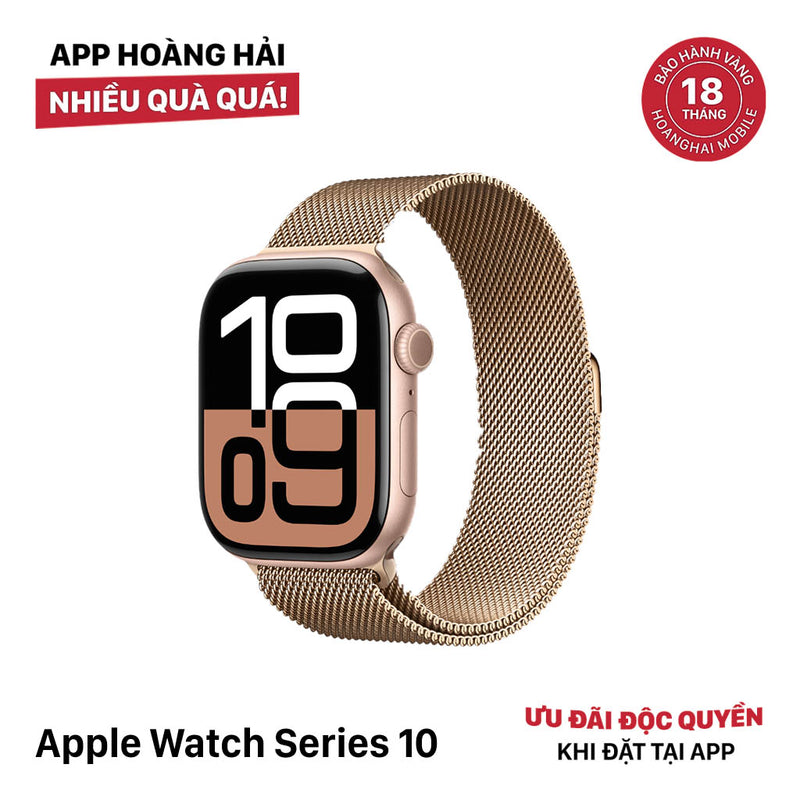 Apple Watch Series 10 46mm  GPS Nguyên Hộp Gold Aluminum Case/ Gold Milanese Loop