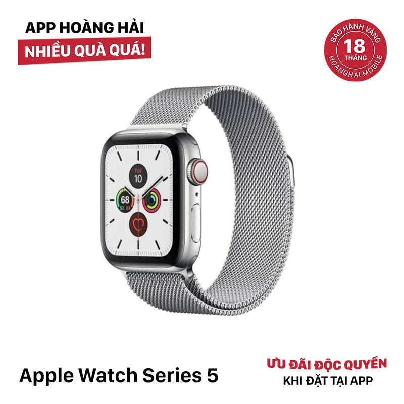 Apple Watch Series 5 44mm GPS 98% Fullbox Silver Aluminum Case with Milanese Loop (xước màn)