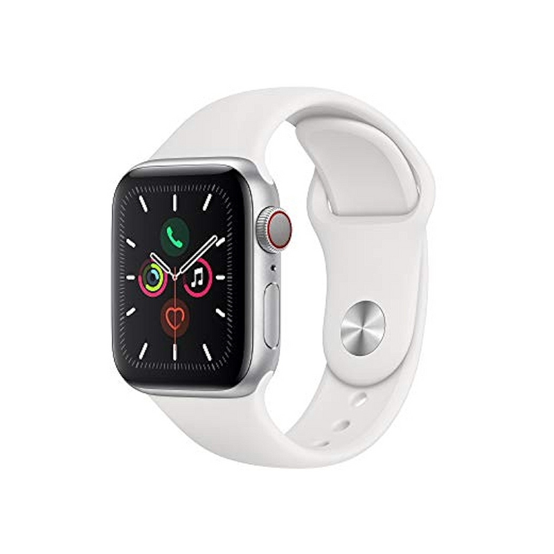 Apple Watch Series 5 40mm GPS+Cellular 98% Silver Aluminium Case/White Sport Band pin 99% màn xước