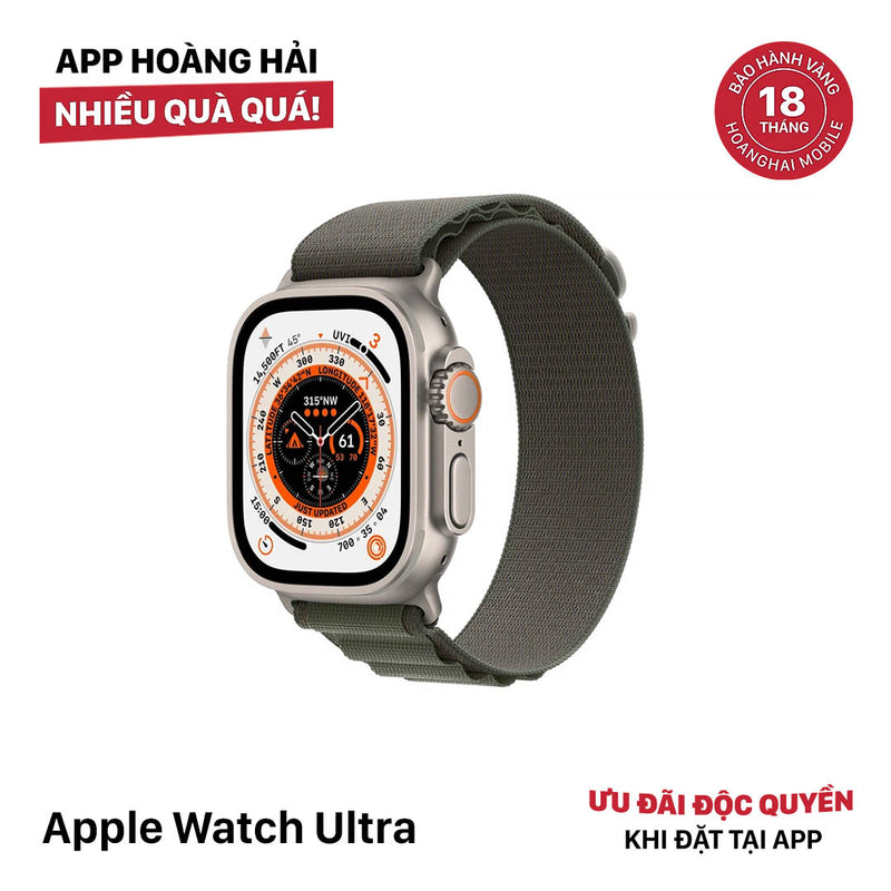 Apple Watch Ultra 49mm 4G+GPS 98% FB Pin 92% Quốc tế Apple Green Alpine Loop (xước viền nhẹ)
