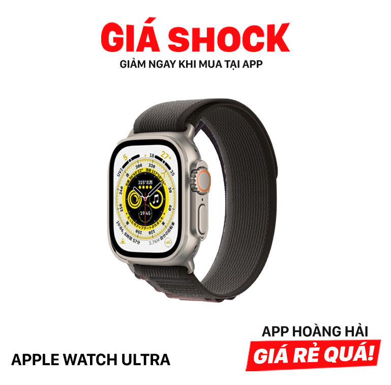 Apple Watch Ultra 49mm 4G + GPS 98% pin 100% Vỏ titan/Dây vải màu xám đen