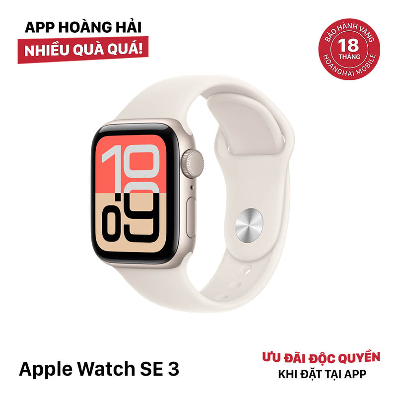 Apple Watch SE3 40mm GPS Starlight Aluminum Case/ Starlight Sport Band Nguyên Hộp