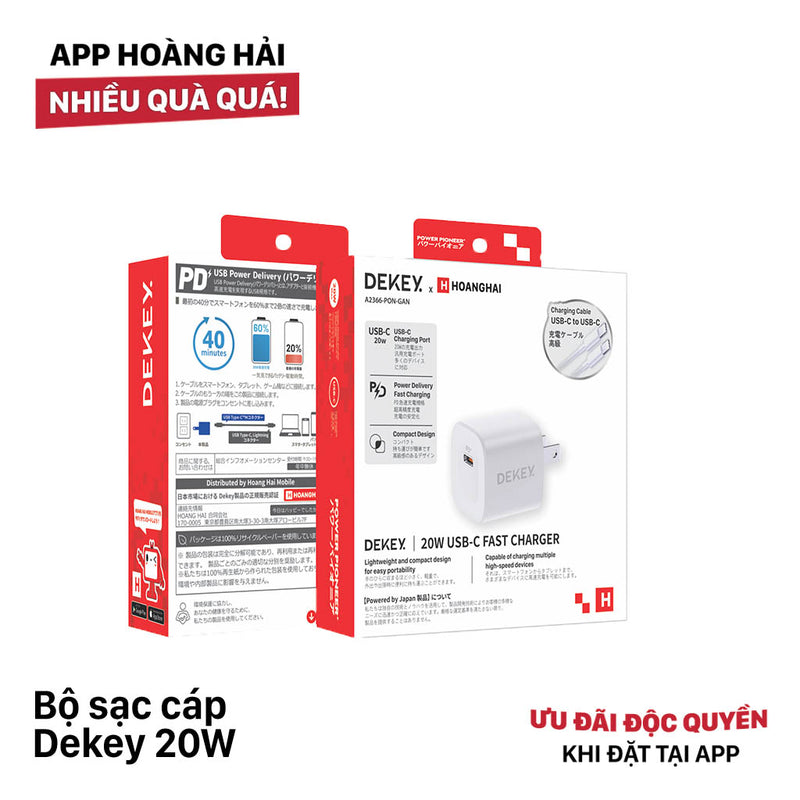 Bộ sạc cáp Dekey 20W