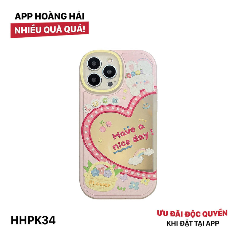 HHPK34 Ốp Hoạt hình tráng gương Trái tim
