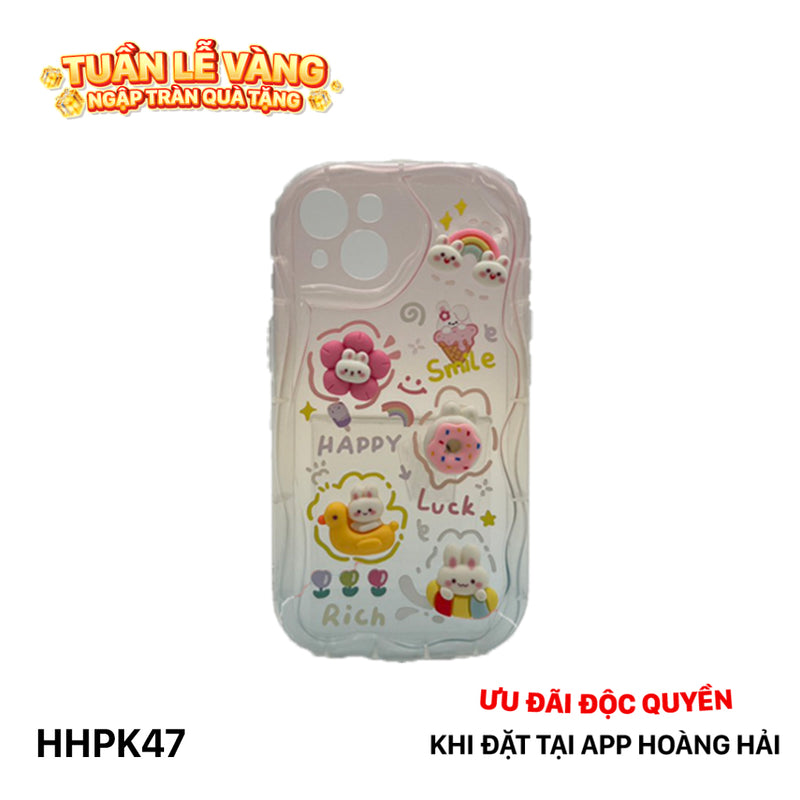 HHPK47 Ốp lưng viền sóng biển đính Charm nổi