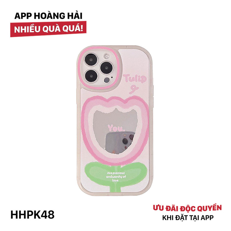 HHPK48 Ốp lưng Hoạ tiết hoa Tulip tráng gương
