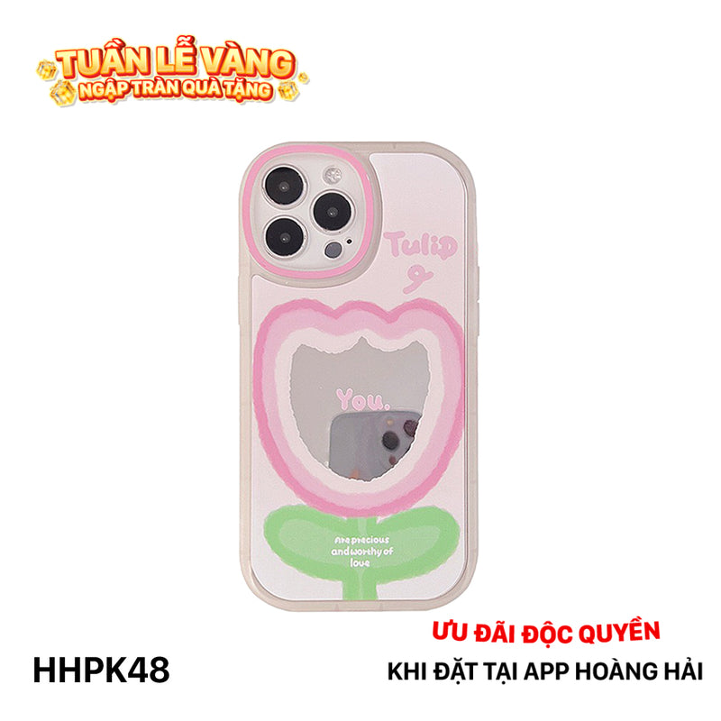 HHPK48 Ốp lưng Hoạ tiết hoa Tulip tráng gương