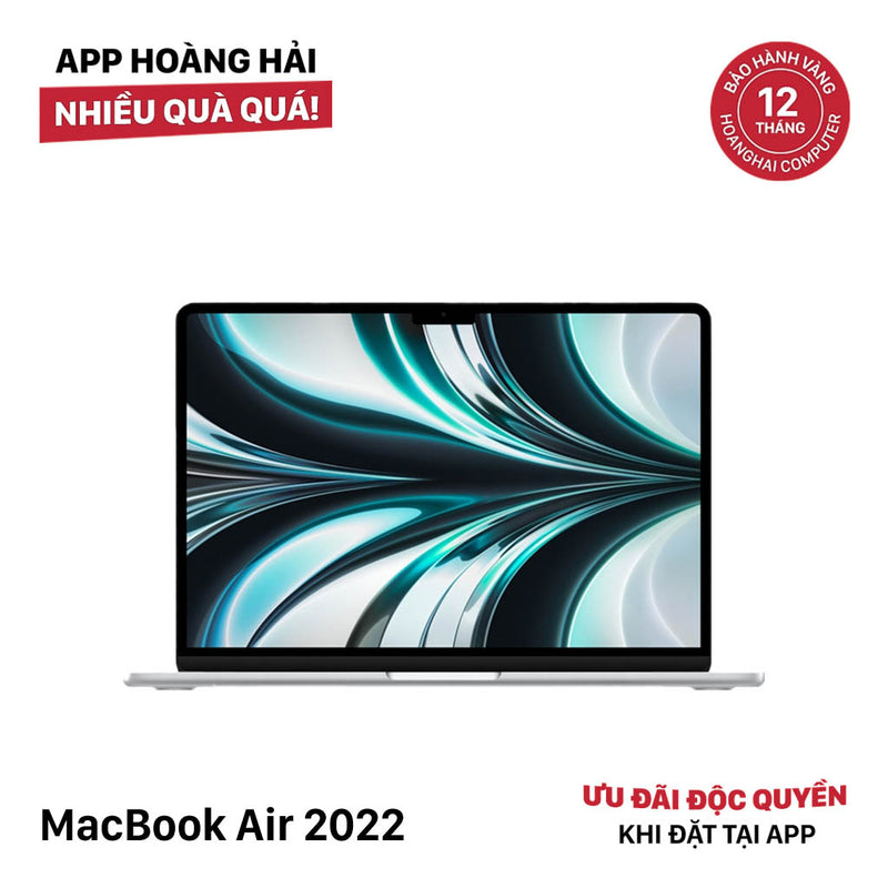 Macbook Air 2022 13.6in Bạc Apple M2/RAM 16GB/SSD 256GB 99% pin 100% sạc 10 lần BPTN