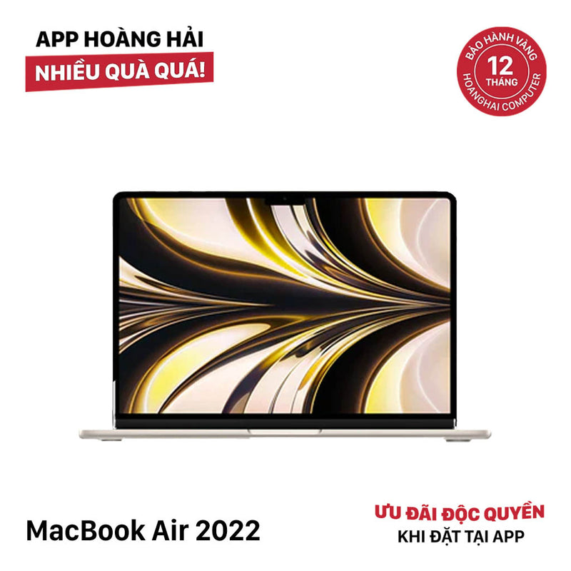 Macbook Air 2022 13.6in Trắng Apple M2/ RAM 8GB/ SSD 256GB 99% Sạc 32 lần BPTN