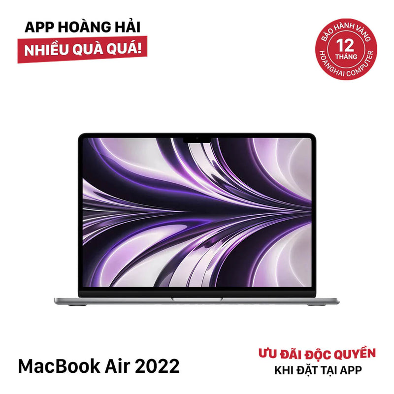 Macbook Air 2022 13.6in Xám M2/ RAM 8GB/ SSD 256GB 98% sạc 31 lần BPTA