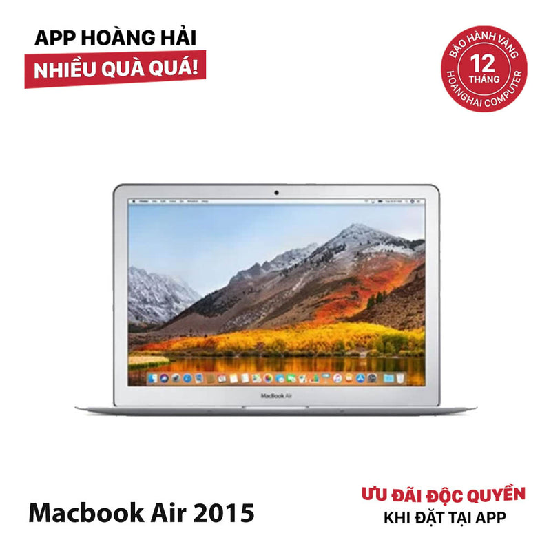 Macbook Air 2015 13.3in Bạc Intel Core i5/ RAM 8GB/ SSD 98% sạc 1 lần BPTN (đã thay pin mới, không có camera)