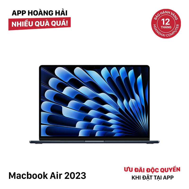 Macbook Air 2023 15in Đen Apple M2/ RAM 8GB/ SSD 256GB 98% FB BPTA (Sạc 57 lần)