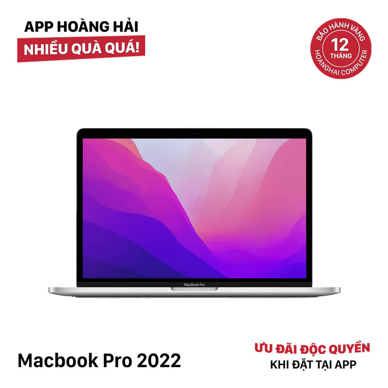 MacBook Pro 2022 Silver 13.3” M2/8G/256G CPO Fullbox 98% sạc 48 lần BPTN