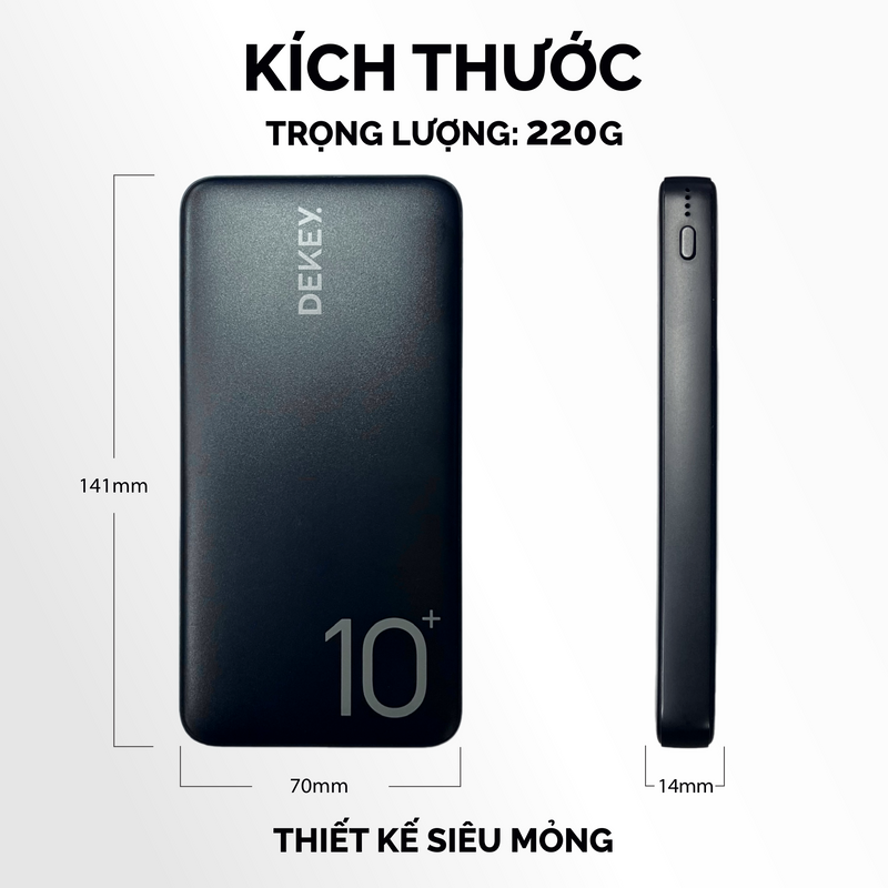 Sạc dự phòng 10W DEKEY 10.000mAh