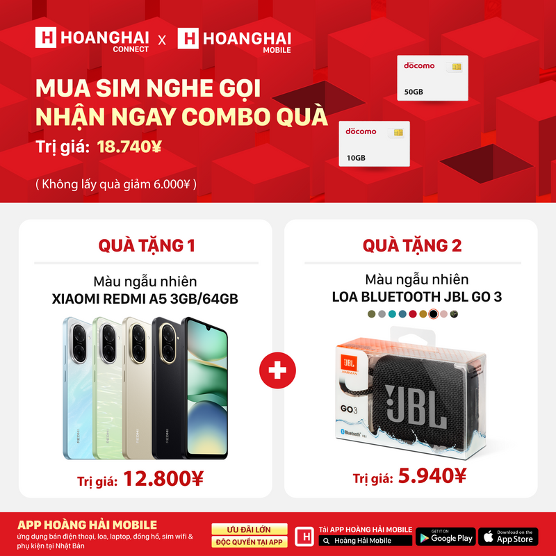 Sim nghe gọi Docomo 20GB I 7 Tháng (02/2026)