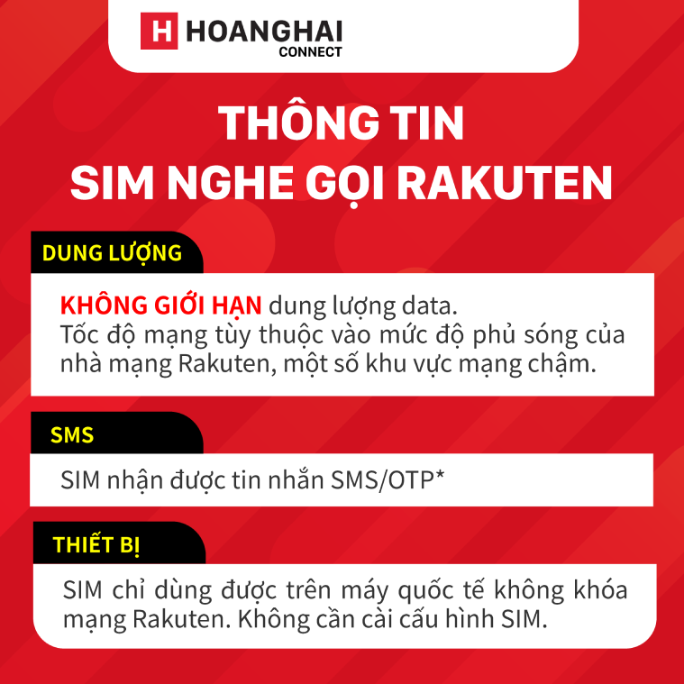 Sim nghe gọi Rakuten full dung lượng data cước 3.300¥