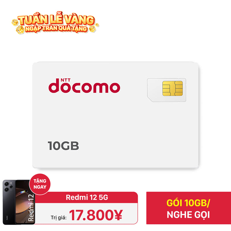 Sim nghe gọi Docomo 10GB I 7 Tháng (10/2025)