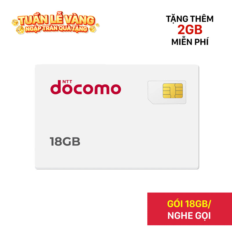 Sim nghe gọi Docomo 18GB I 12 Tháng (04/2026) - Tặng thêm 2GB