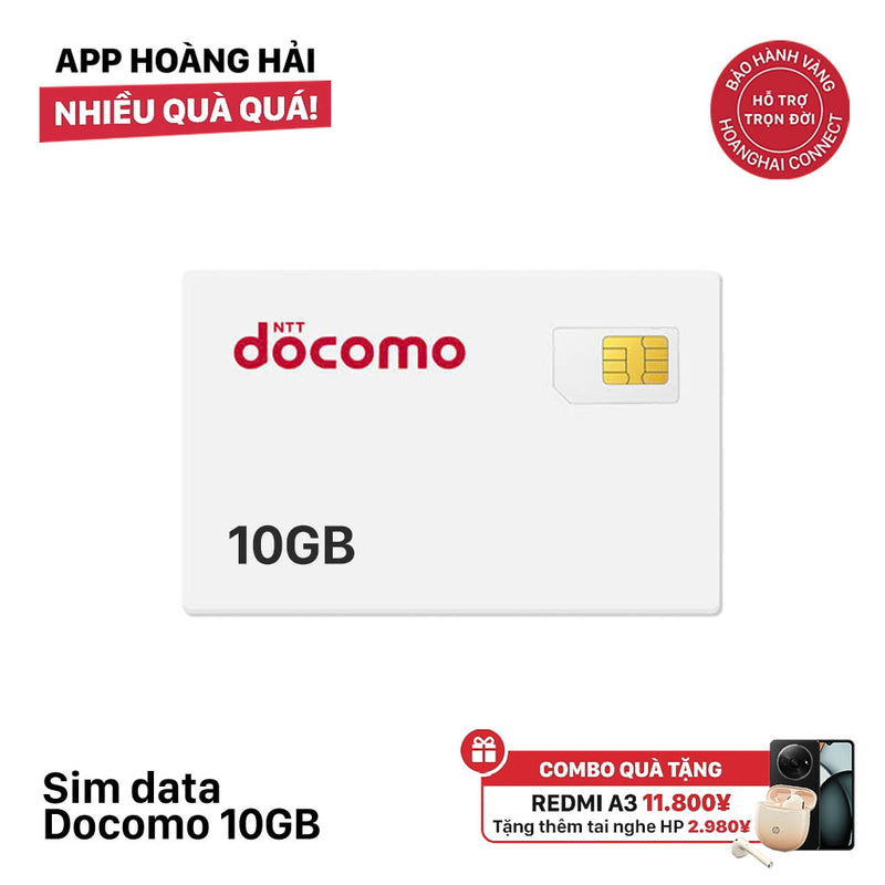 Sim data Docomo 10GB - Bán Đứt - Tặng tai nghe không dây ngẫu nhiên
