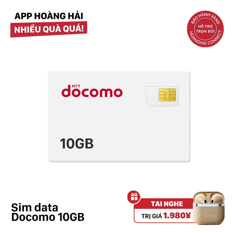 Sim data Docomo 10GB - Bán Đứt - Tặng tai nghe không dây ngẫu nhiên