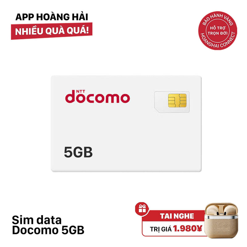 Sim data Docomo 5GB - Bán Đứt - Tặng tai nghe không dây ngẫu nhiên