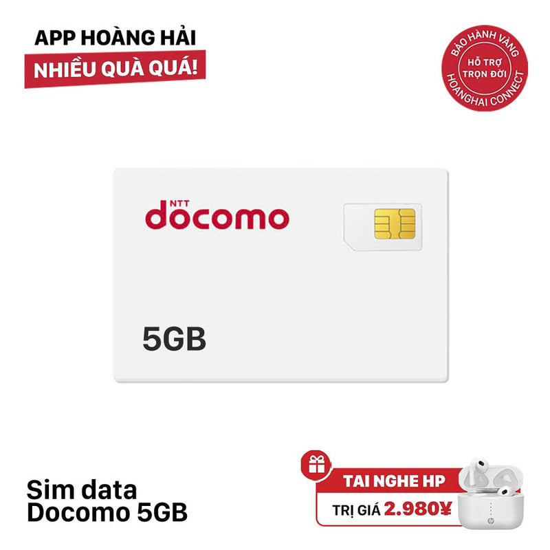 Sim data Docomo 5GB - Bán Đứt - Tặng tai nghe không dây HP