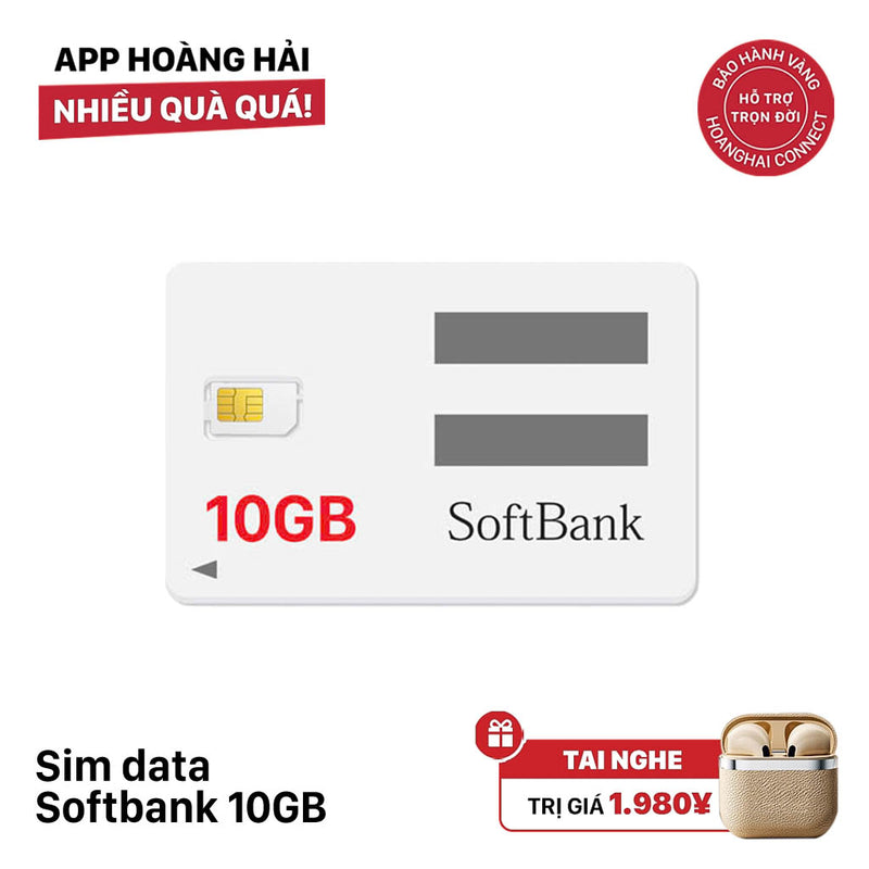 Sim data Softbank 10GB - Bán Đứt - Tặng tai nghe không dây ngẫu nhiên