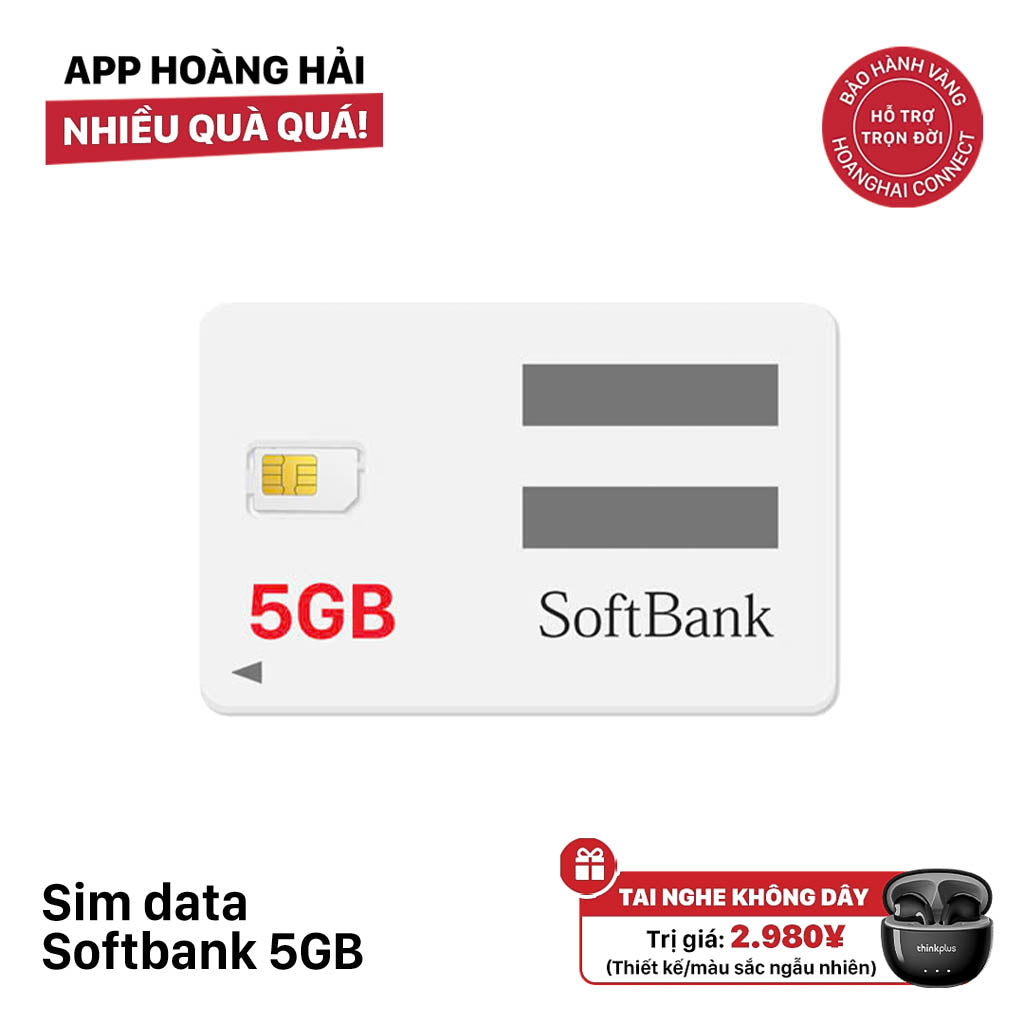 Sim data Softbank 5GB - Bán Đứt - Tặng tai nghe không dây ngẫu nhiên