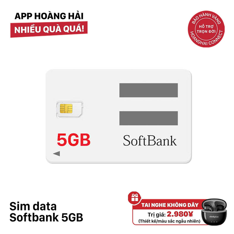 Sim data Softbank 5GB - Bán Đứt - Tặng tai nghe không dây ngẫu nhiên