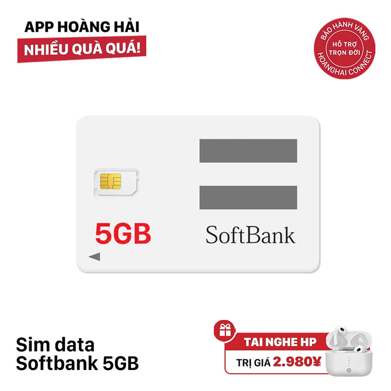 Sim data Softbank 5GB - Bán Đứt - Tặng tai nghe không dây HP