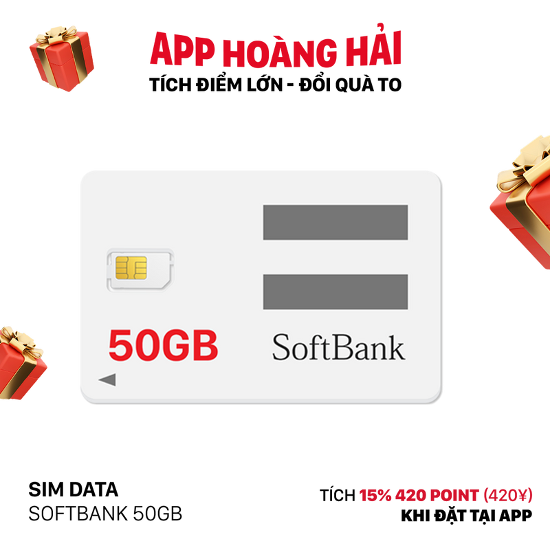 Sim data Softbank 50GB cước 2700¥