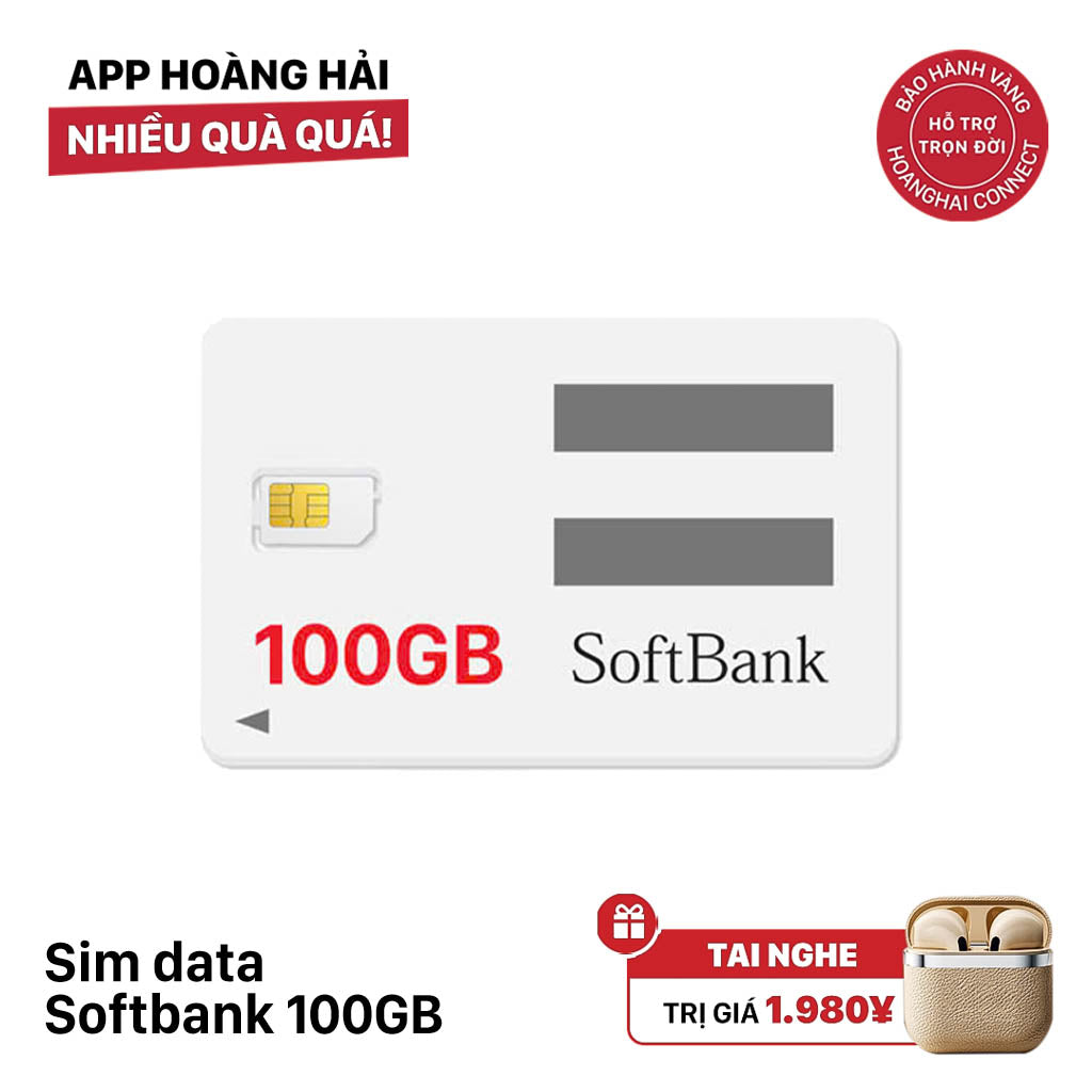 Sim data softbank 100GB Cước 2980¥ - Tặng tai nghe không dây ngẫu nhiên