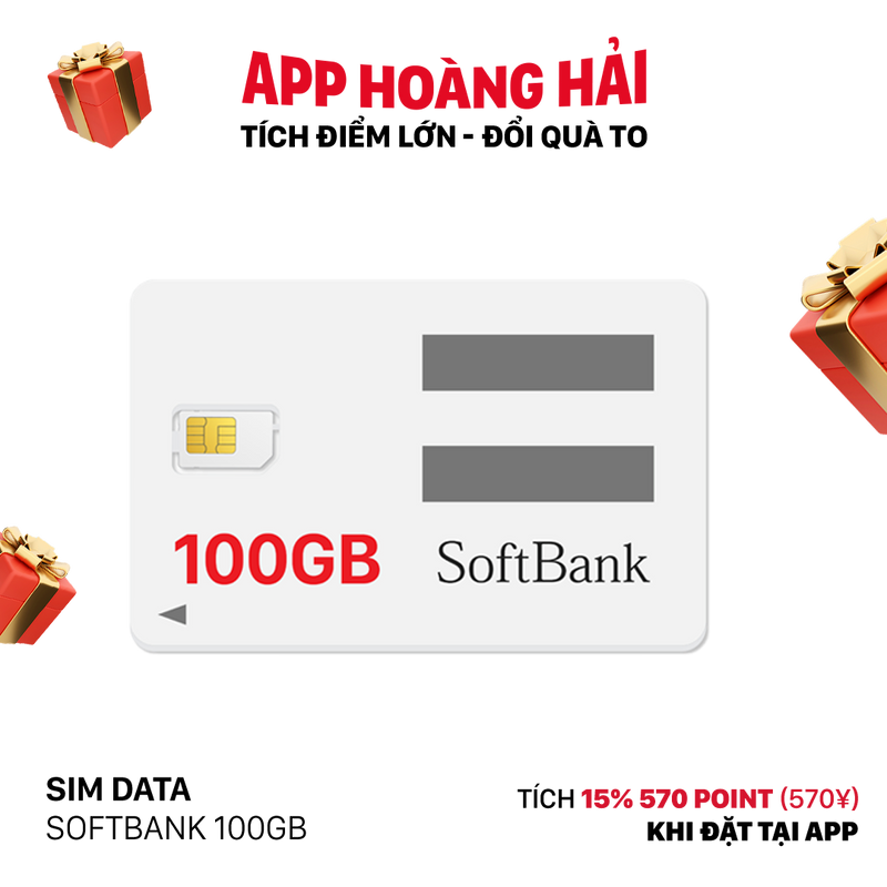 Sim data softbank 100GB Cước 3200¥