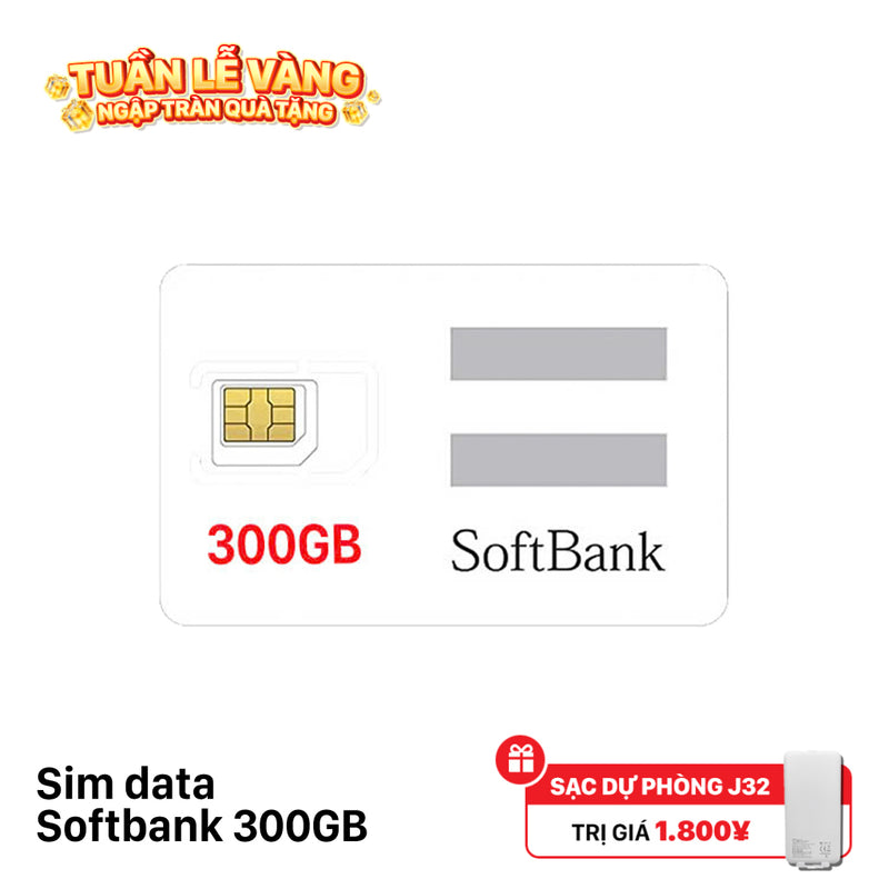 Sim data softbank 300GB Cước 4980¥