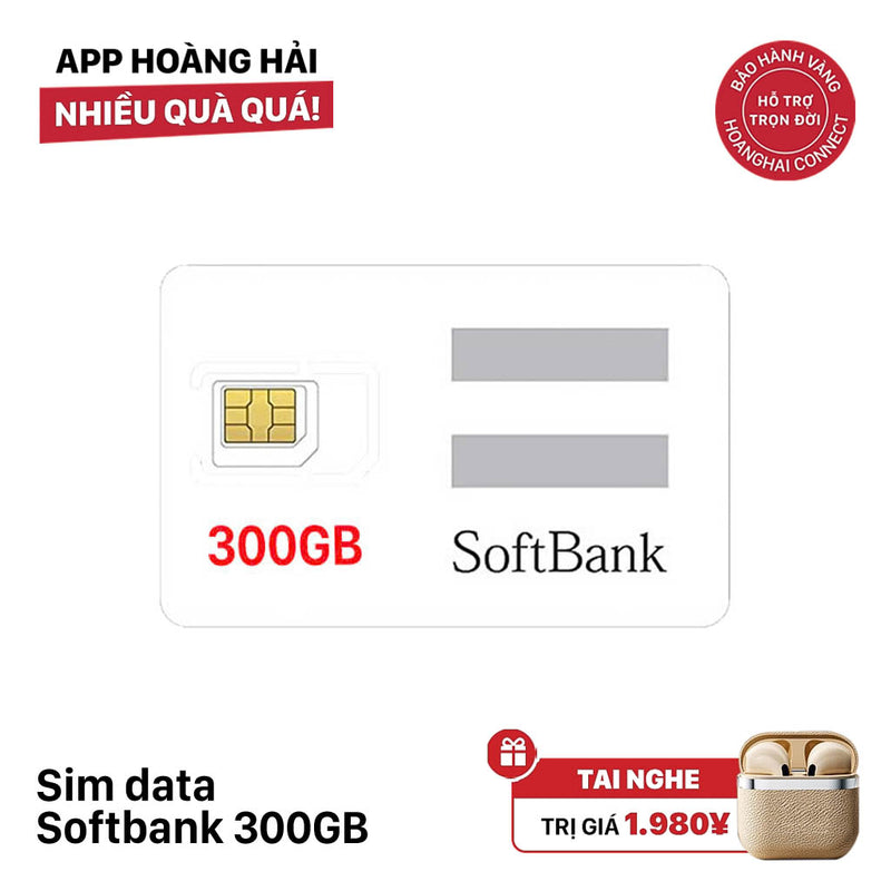Sim data softbank 300GB Cước 4980¥ - Tặng tai nghe không dây ngẫu nhiên