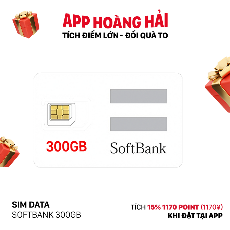 Sim data softbank 300GB Cước 4980¥