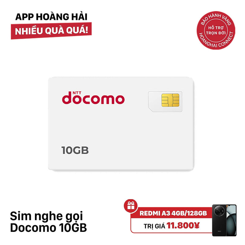 Sim nghe gọi Docomo 10GB I 7 Tháng (04/2026)