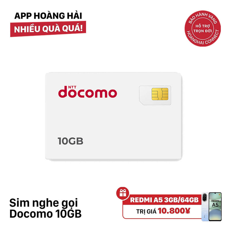 Sim nghe gọi Docomo 10GB I 7 Tháng (03/2026)